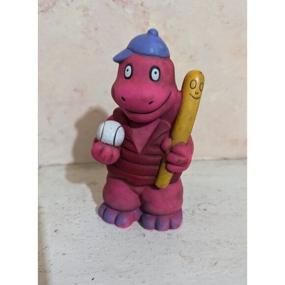 Vintage Purple pink Dinosaur Baseball Squeaker Toy  6" - Picture 1 of 8